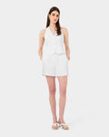 Lexee Tailored Vest in ivory — full-length view