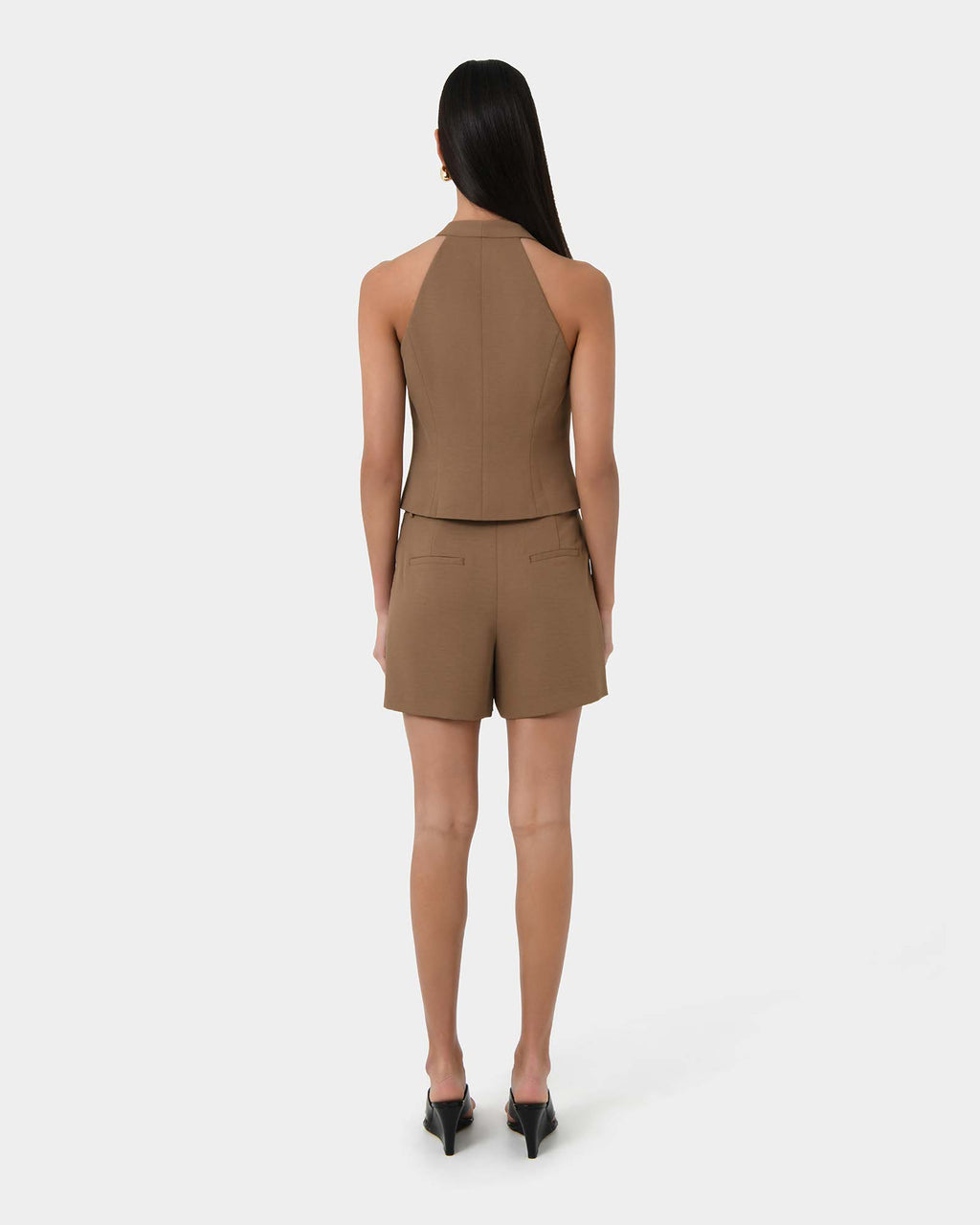 Lexee Tailored Vest in tobacco — back view