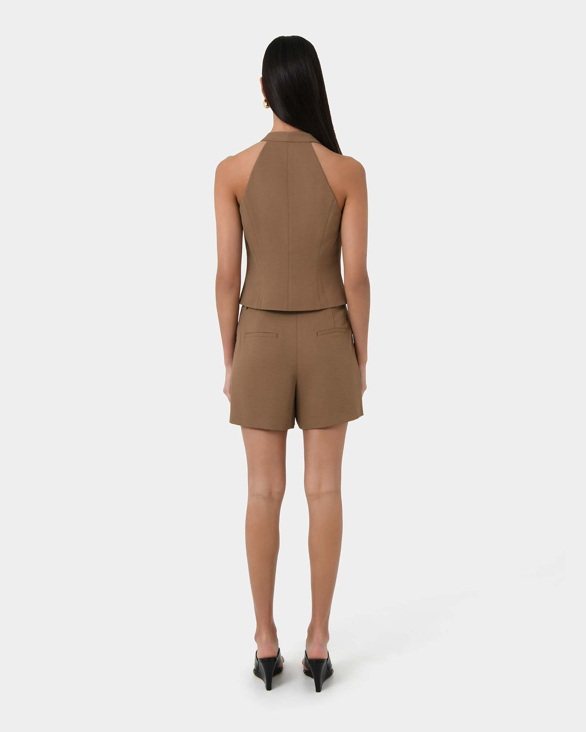 Lexee Tailored Vest in tobacco — back view