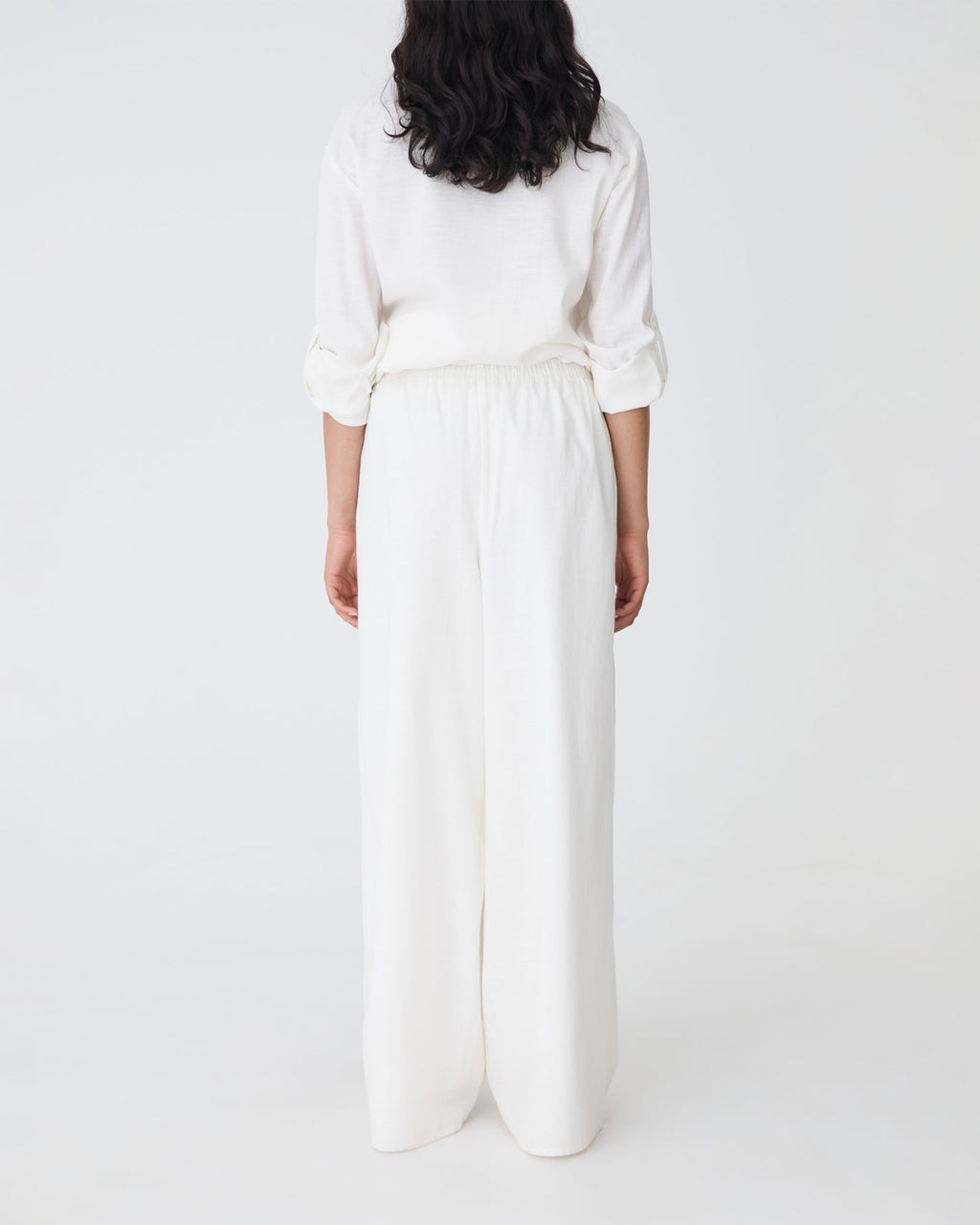 Jazie Tencel Linen Pants in ivory — back view