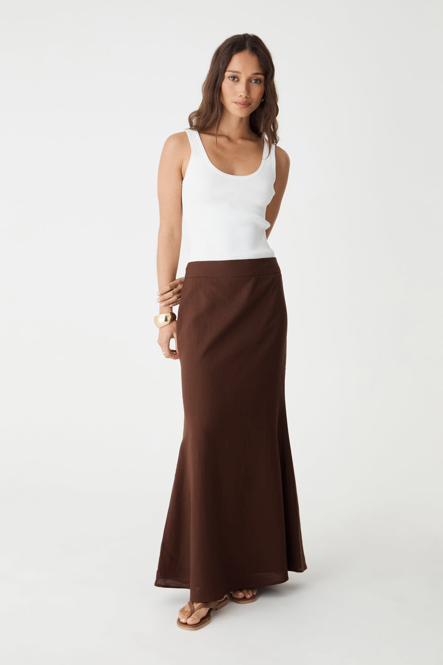 Amelia Linen Blend Maxi Skirt