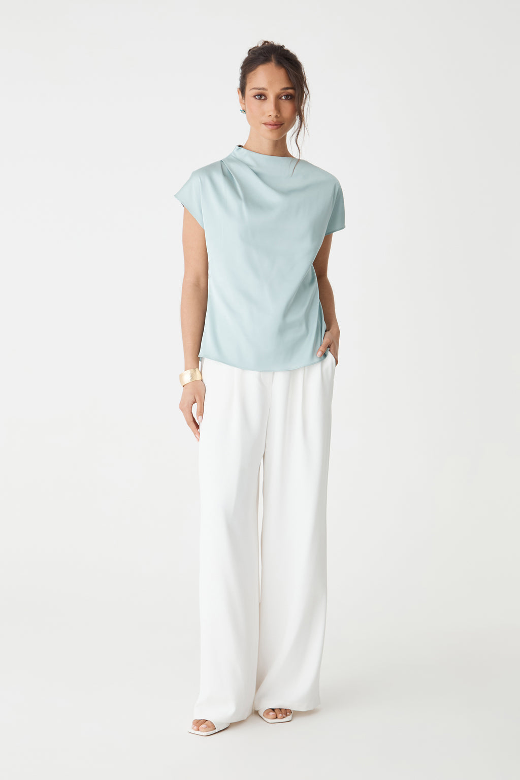 Zafina Pleated Draped Top