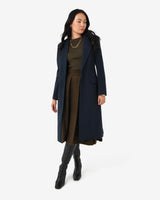Cassandra Tailored Coat in navy — full-length view