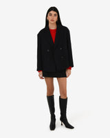 Tamara Cropped Peacoat in black — full-length view