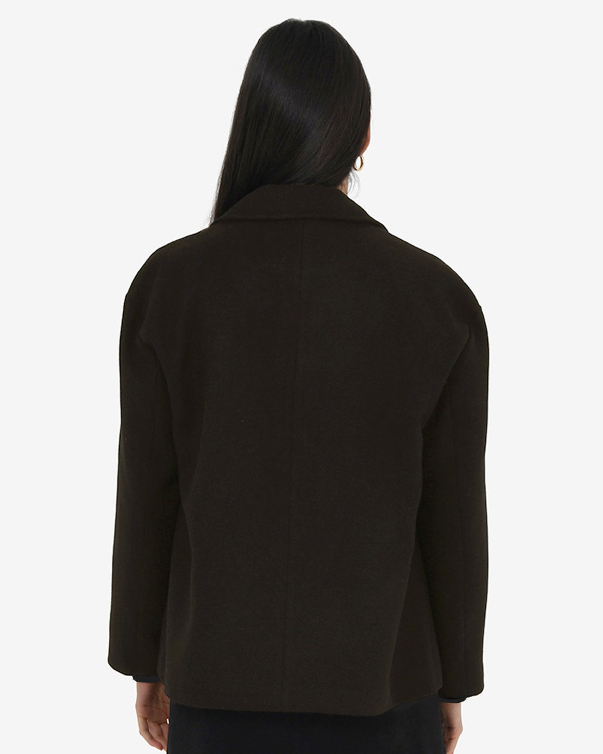 Tamara Cropped Peacoat in ganache — back view