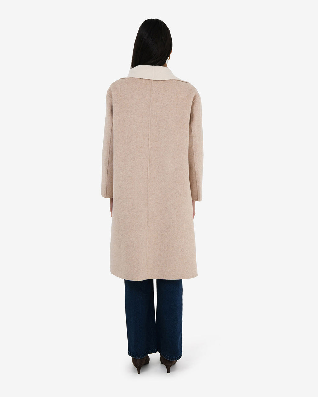 Diana Wool Blend Cocoon Coat in oat marle — back view