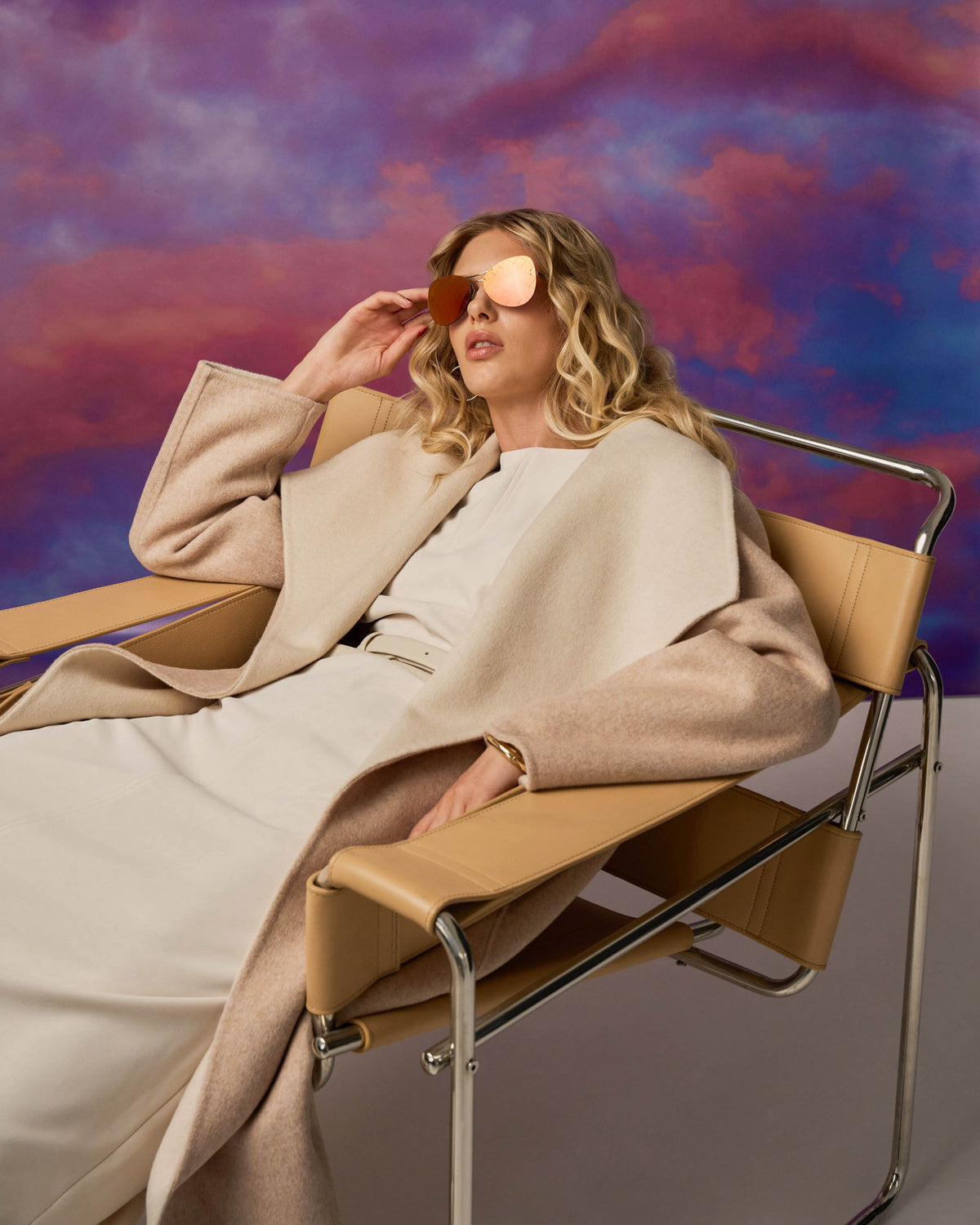 Diana Wool Blend Cocoon Coat in oat marle — alternate view