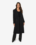 Jacquie Double Breasted Coat in black — full-length view