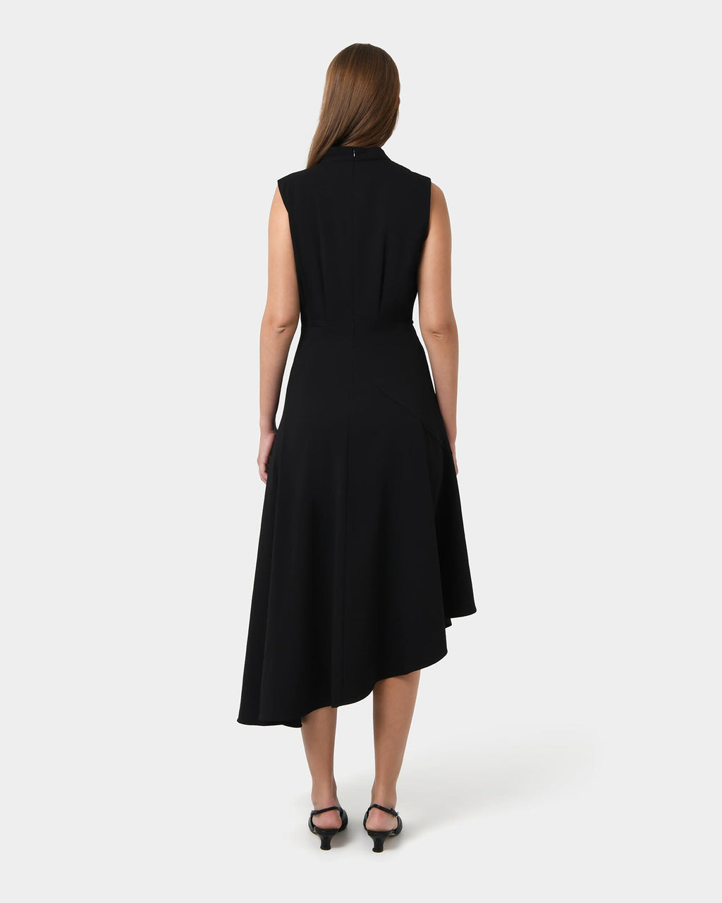 Polly Bias Midi Dress in black — back view