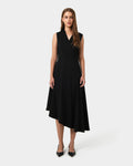 Polly Bias Midi Dress in black — full-length view