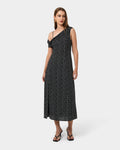 Jules Asymmetric Maxi Dress in polka dot — full-length view