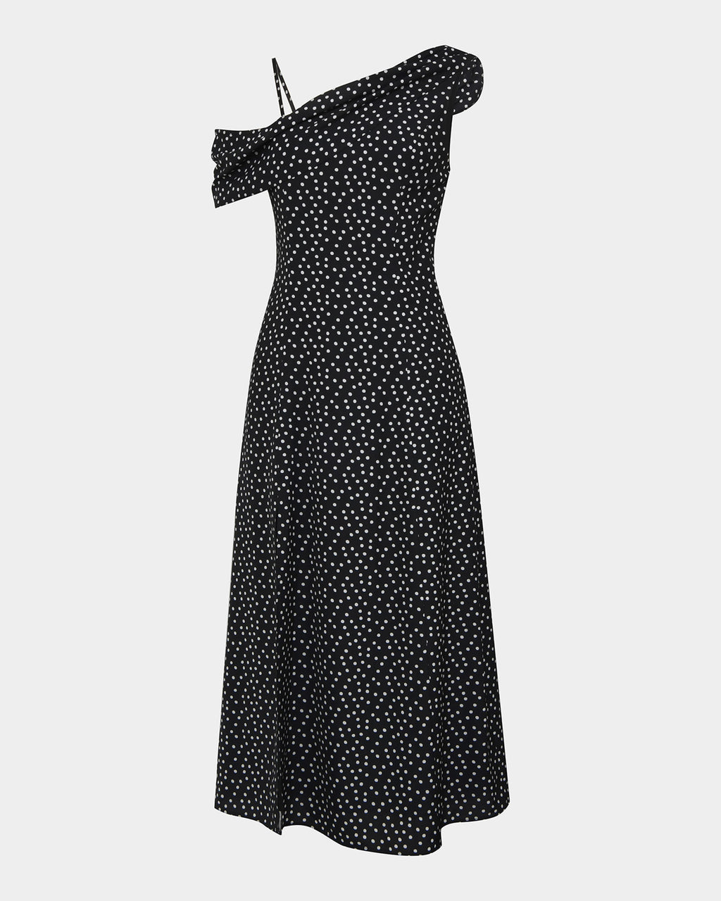 Jules Asymmetric Maxi Dress in polka dot — product-only view