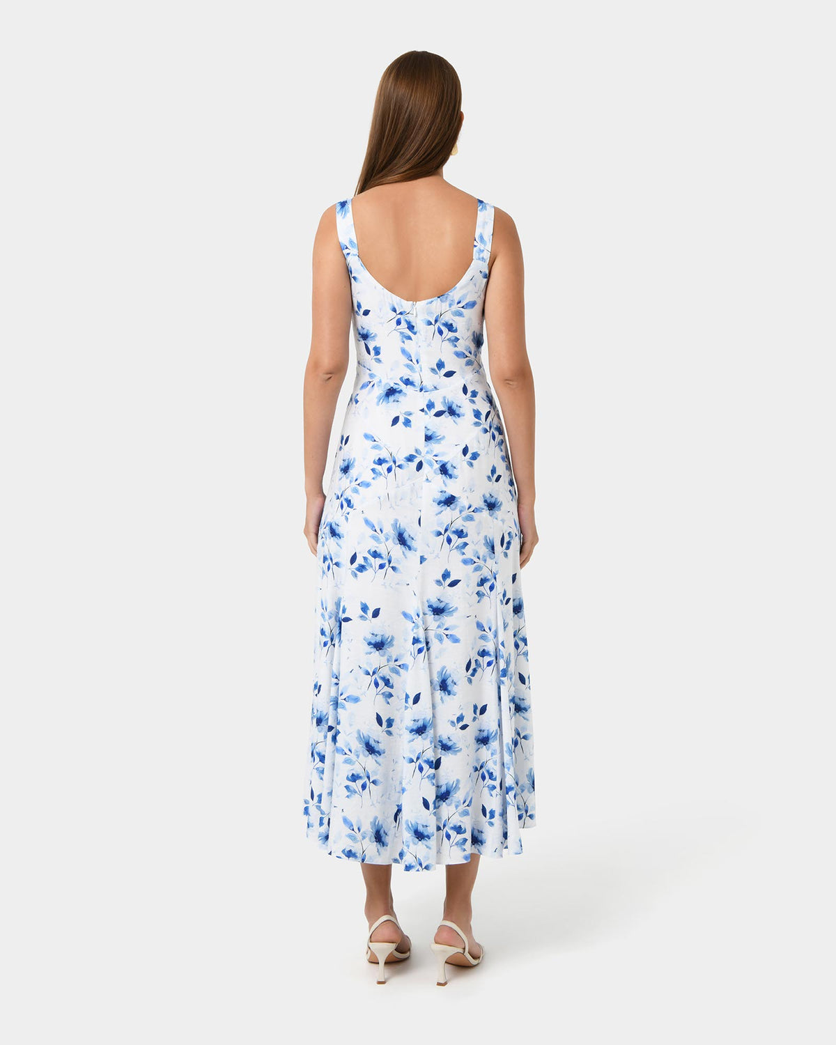 Tessie Godet Panel Dress in watercolour — back view