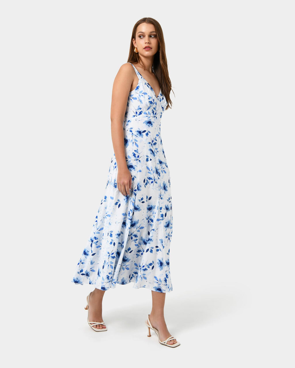 Tessie Godet Panel Dress in watercolour — side view