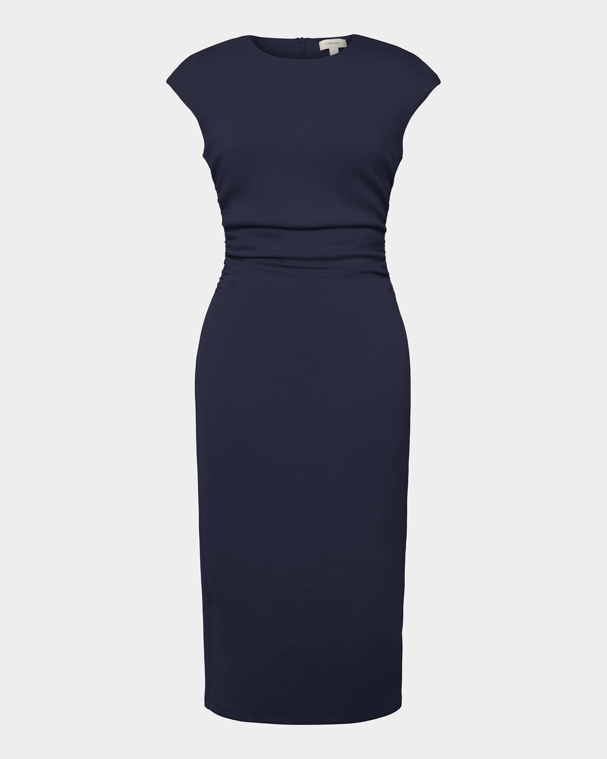Lulu Ruched Midi Dress in navy — product-only view