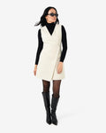 Beth Asymmetric Mini Dress in buttercream — full-length view