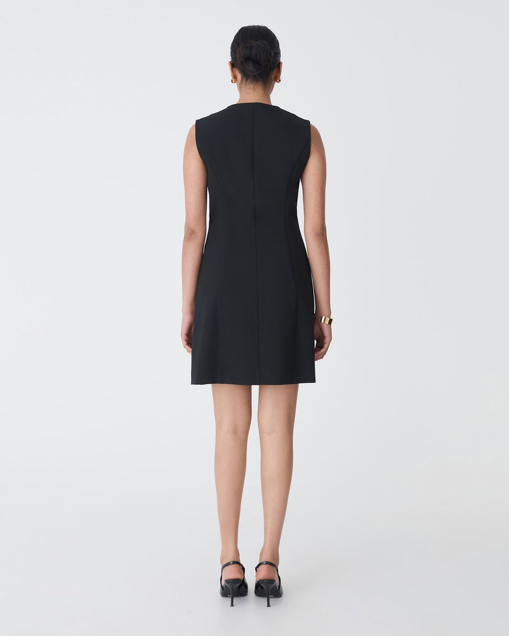 Pera Concealed Panel Dress in black — back view