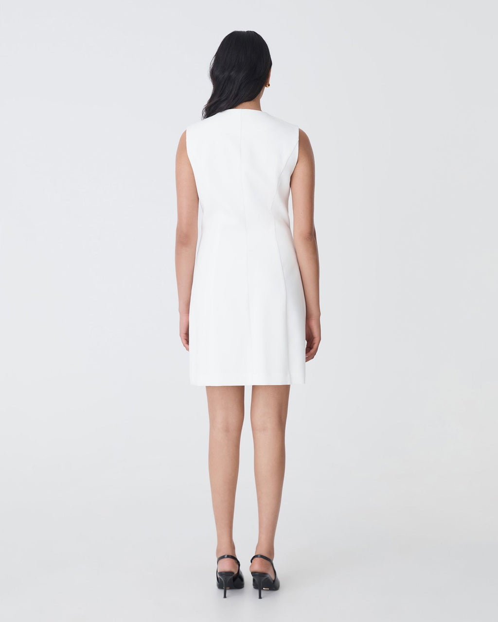 Pera Concealed Panel Dress in ivory — back view