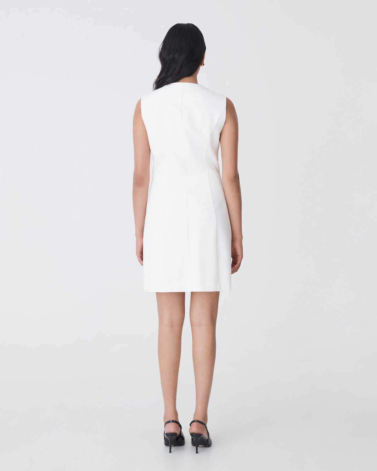 Pera Concealed Panel Dress in ivory — back view