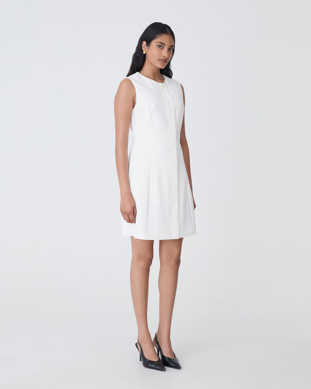 Pera Concealed Panel Dress in ivory — side view