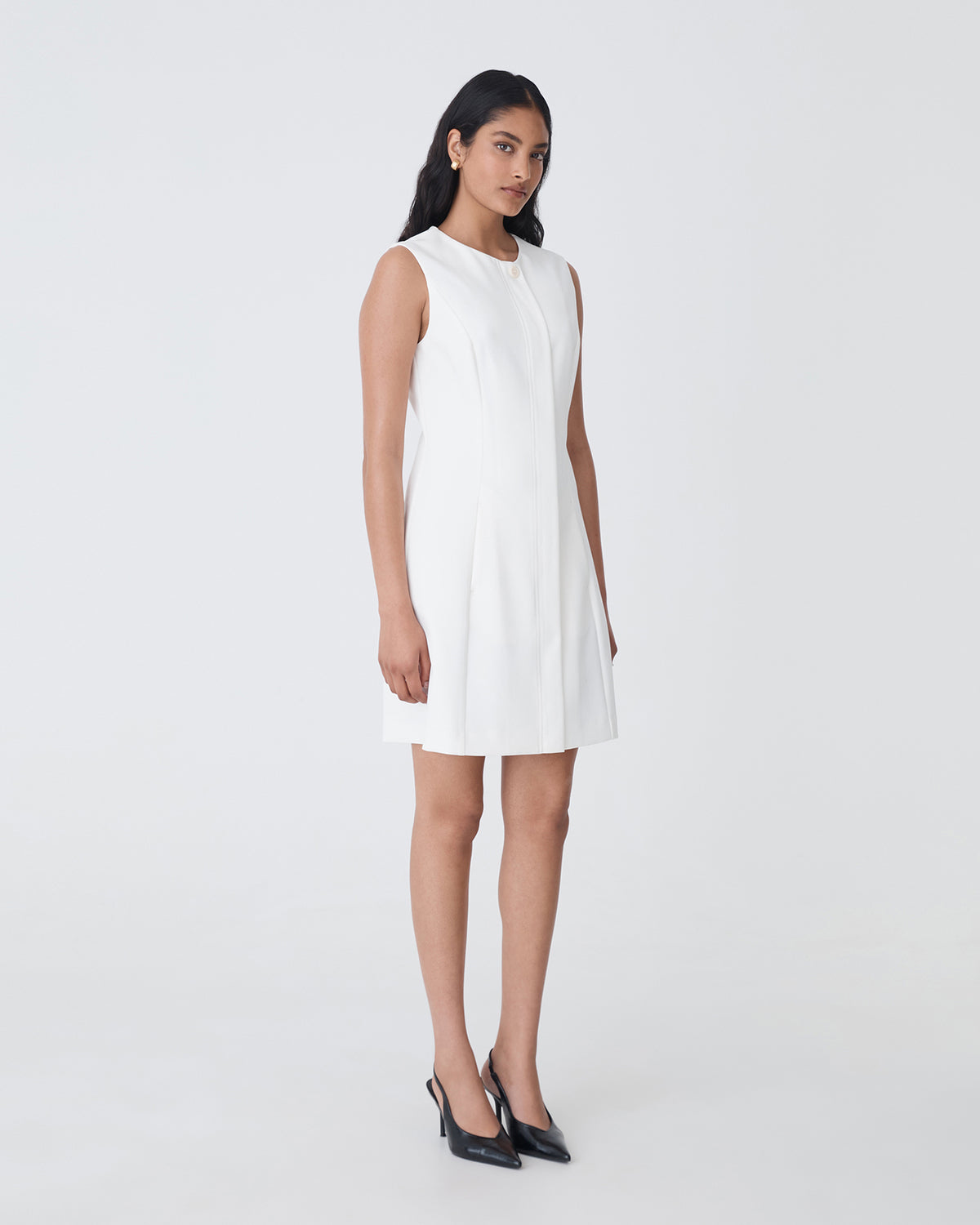 Pera Concealed Panel Dress in ivory — side view