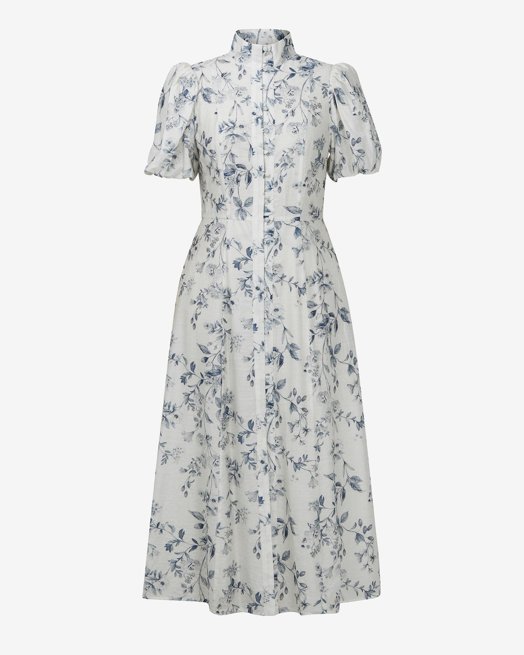 Jasmine Puff Sleeve Dress in ivory blue — product-only view