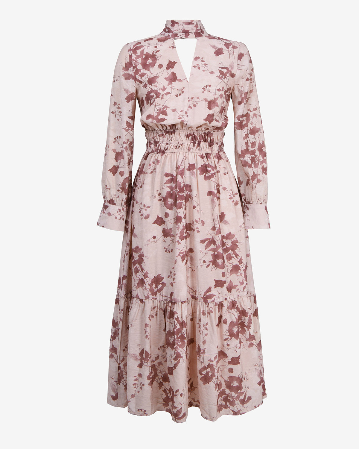 Lesley Tiered Floral Dress in pink floral — product-only view