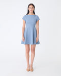 Darcy Short Sleeve Panel Dress in dusk blue — full-length view