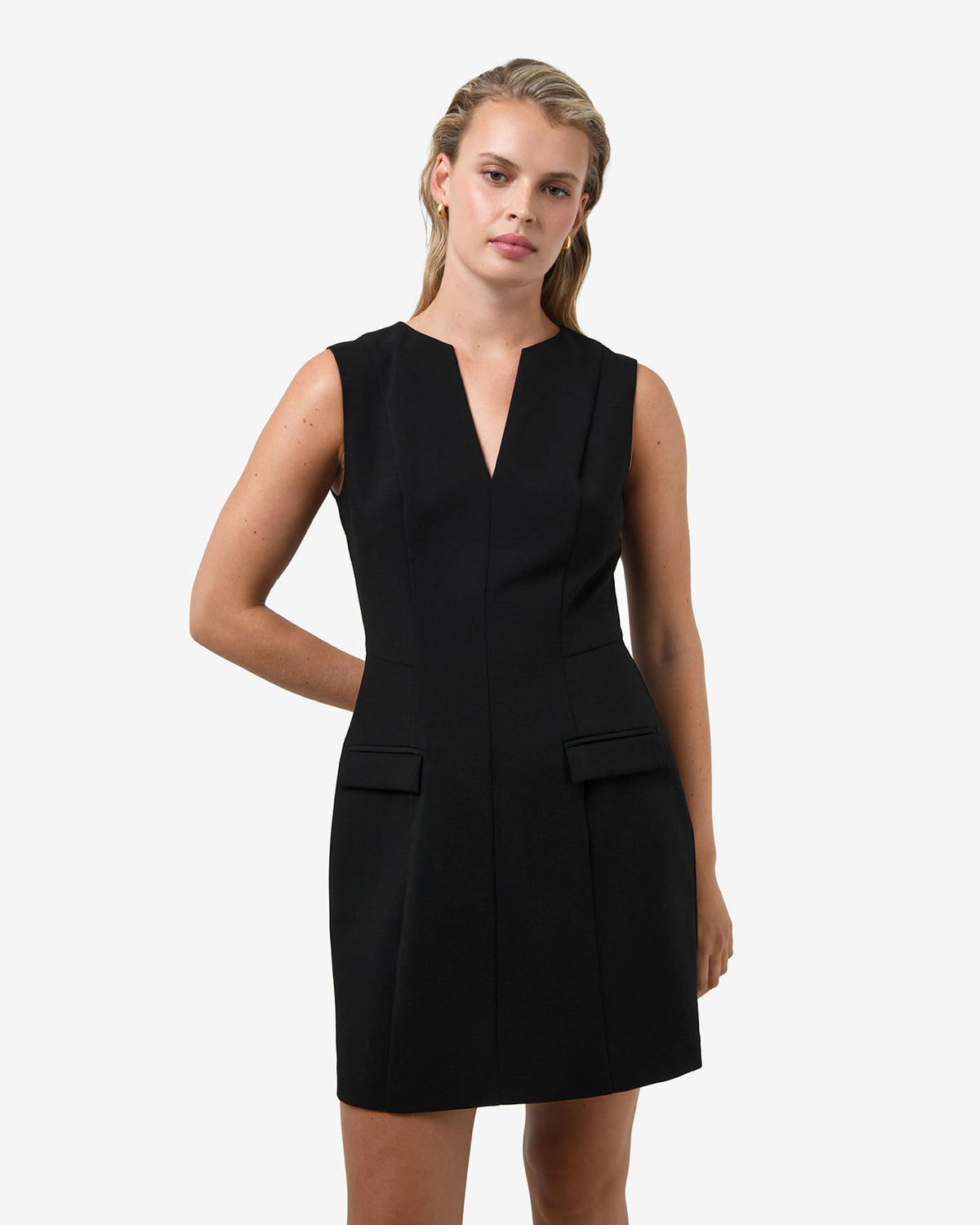 Nikki Tailored Mini Dress in black — close-up view