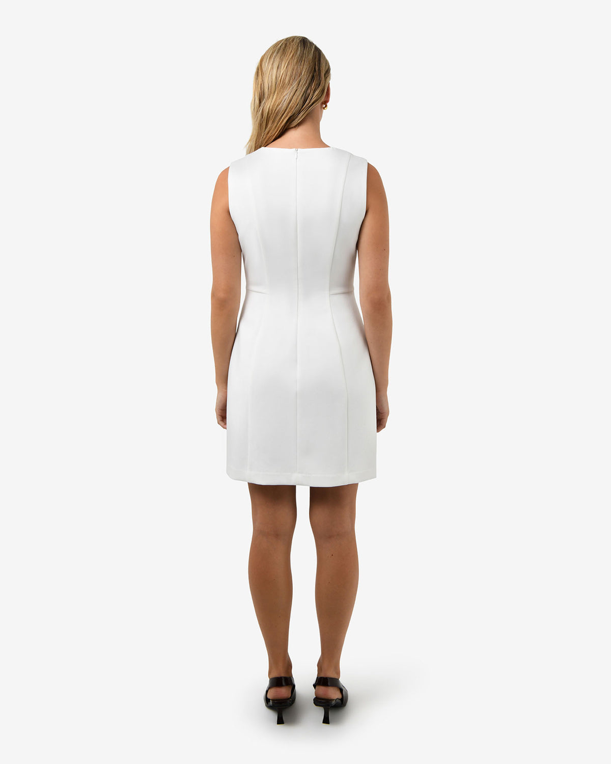 Nikki Tailored Mini Dress in ivory — back view