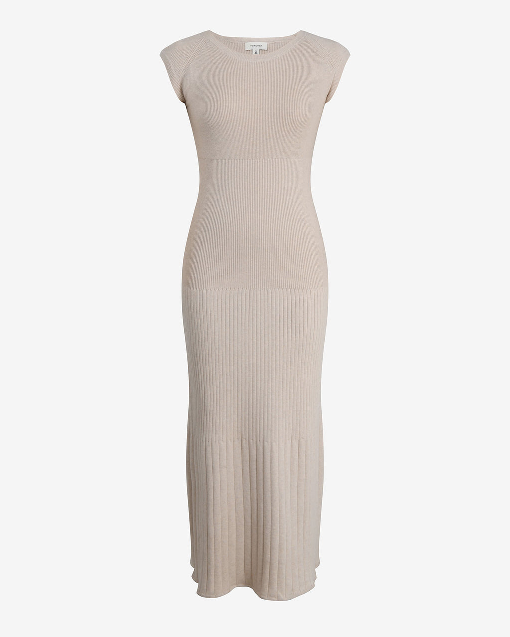 Lourdes Ribbed Knit Dress in buttercream — product-only view