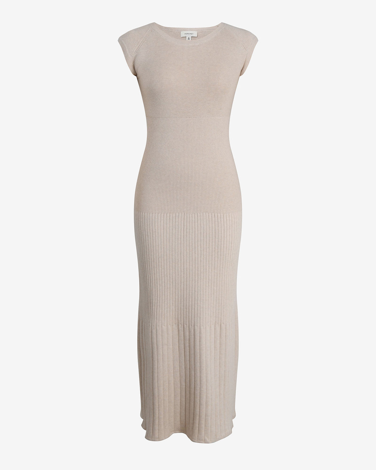 Lourdes Ribbed Knit Dress in buttercream — product-only view
