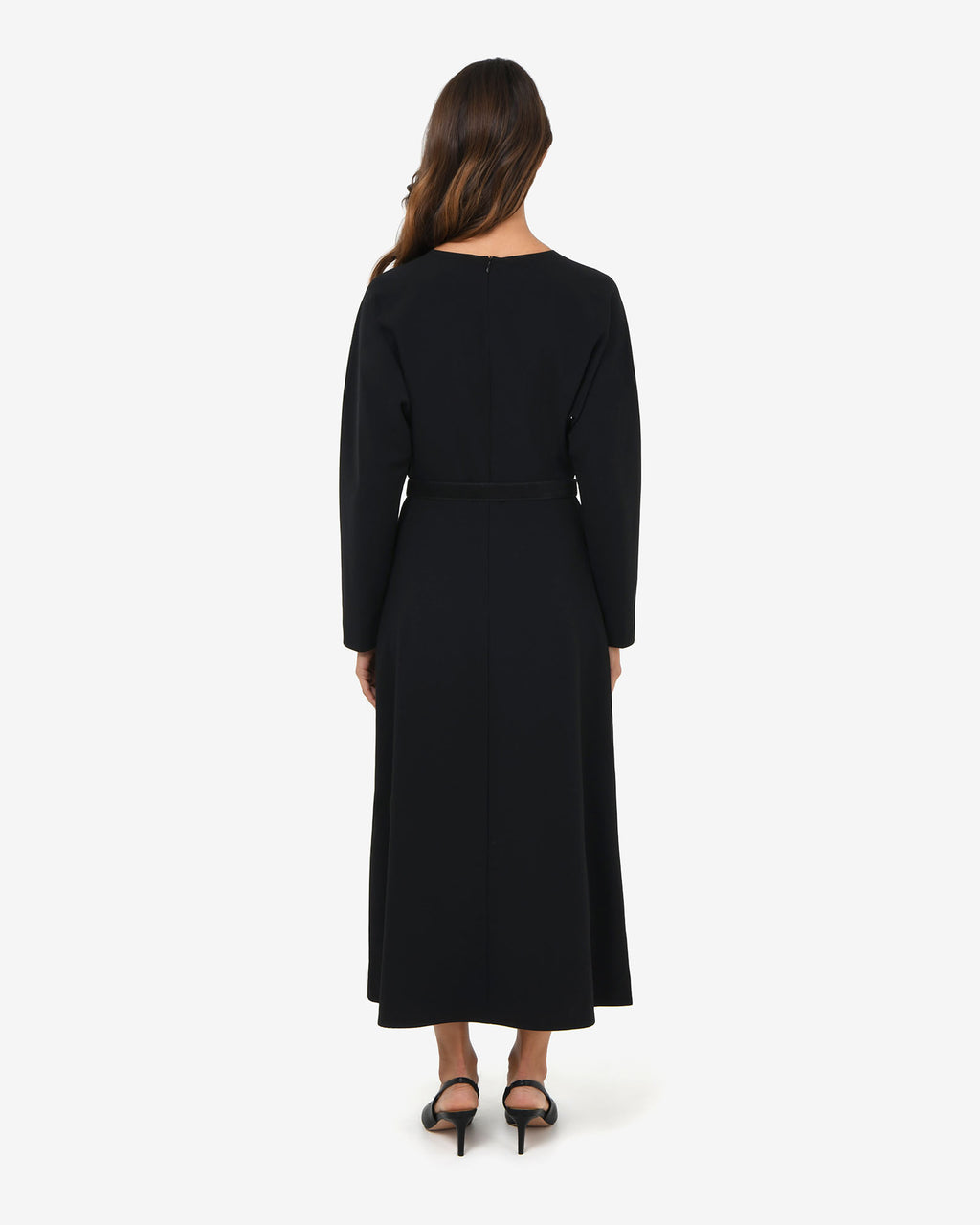Karina Dolman Midi Dress in black — back view