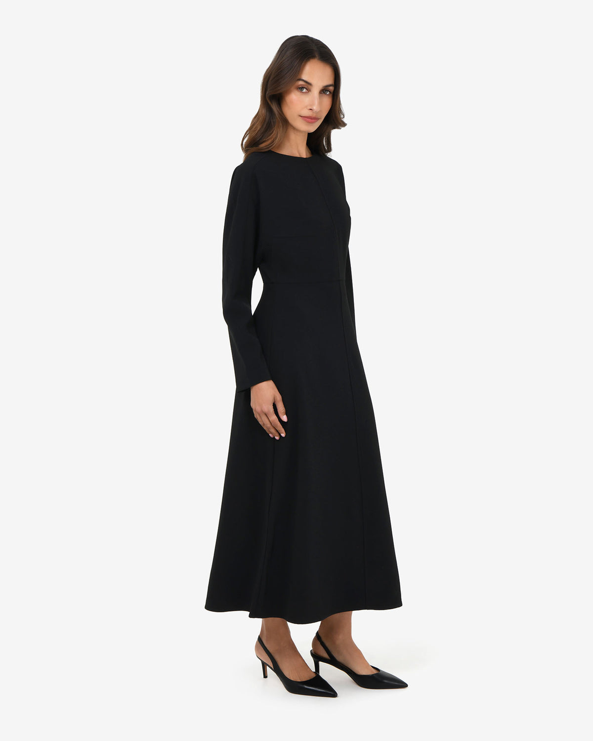 Karina Dolman Midi Dress in black — side view