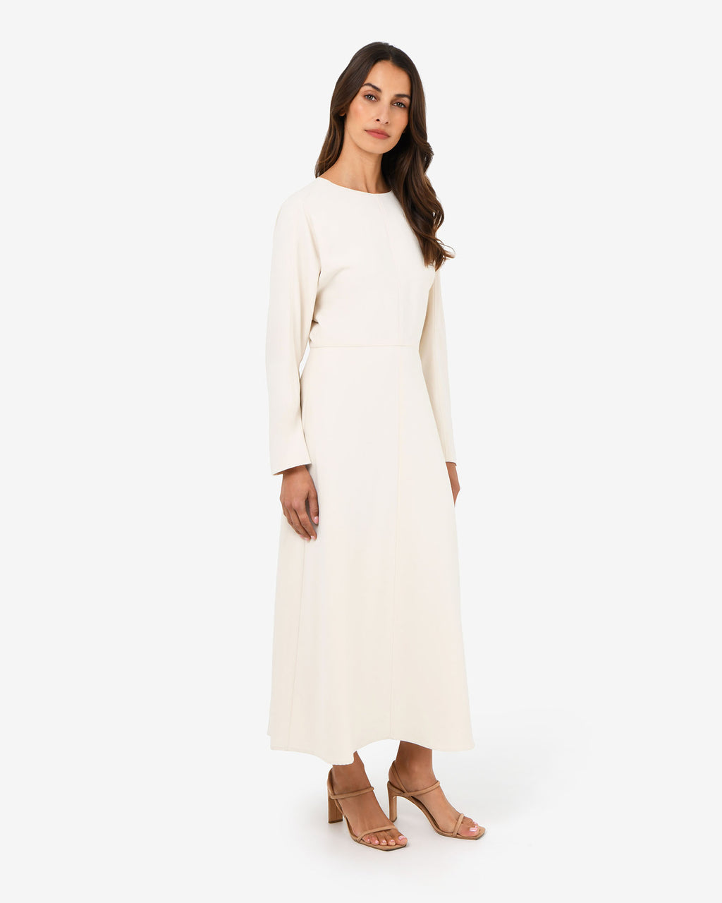 Karina Dolman Midi Dress in ecru — side view