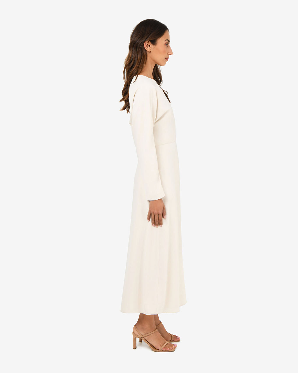 Karina Dolman Midi Dress in ecru — side view 2