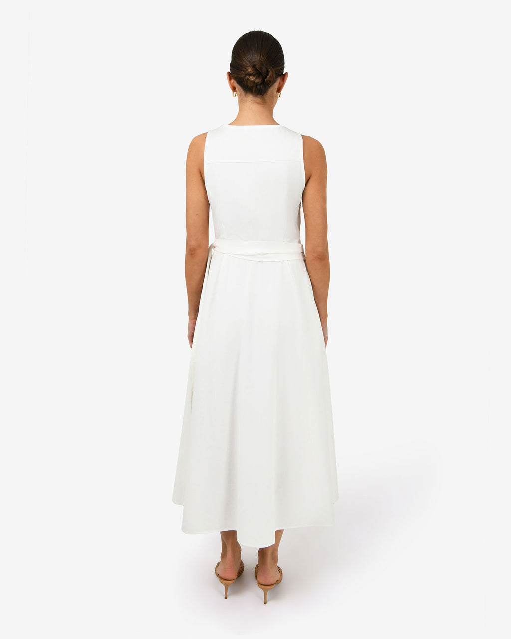 Nattai Crossover Dress in ivory — back view
