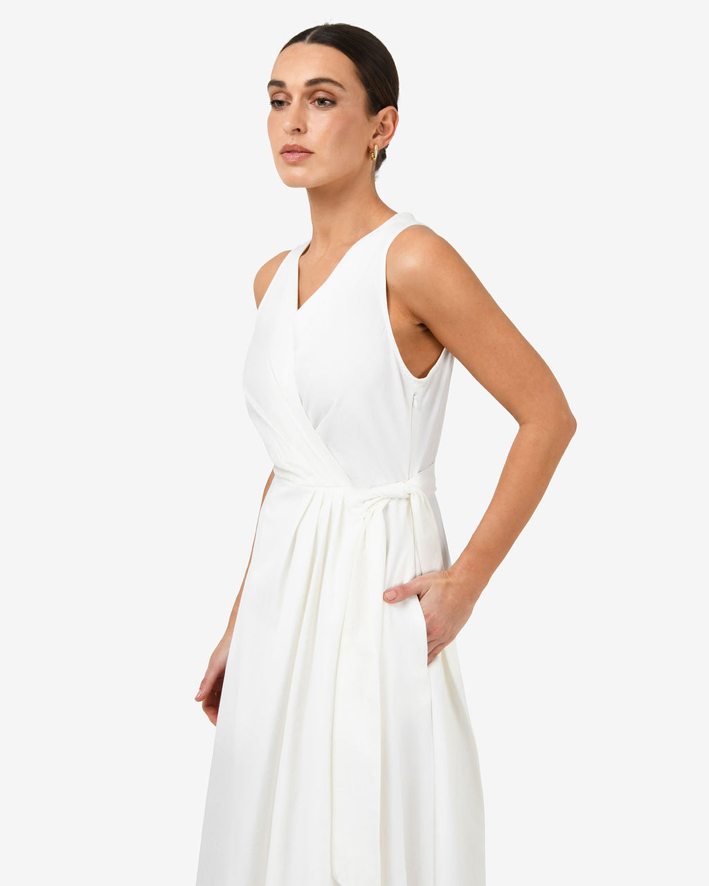 Nattai Crossover Dress in ivory — side view