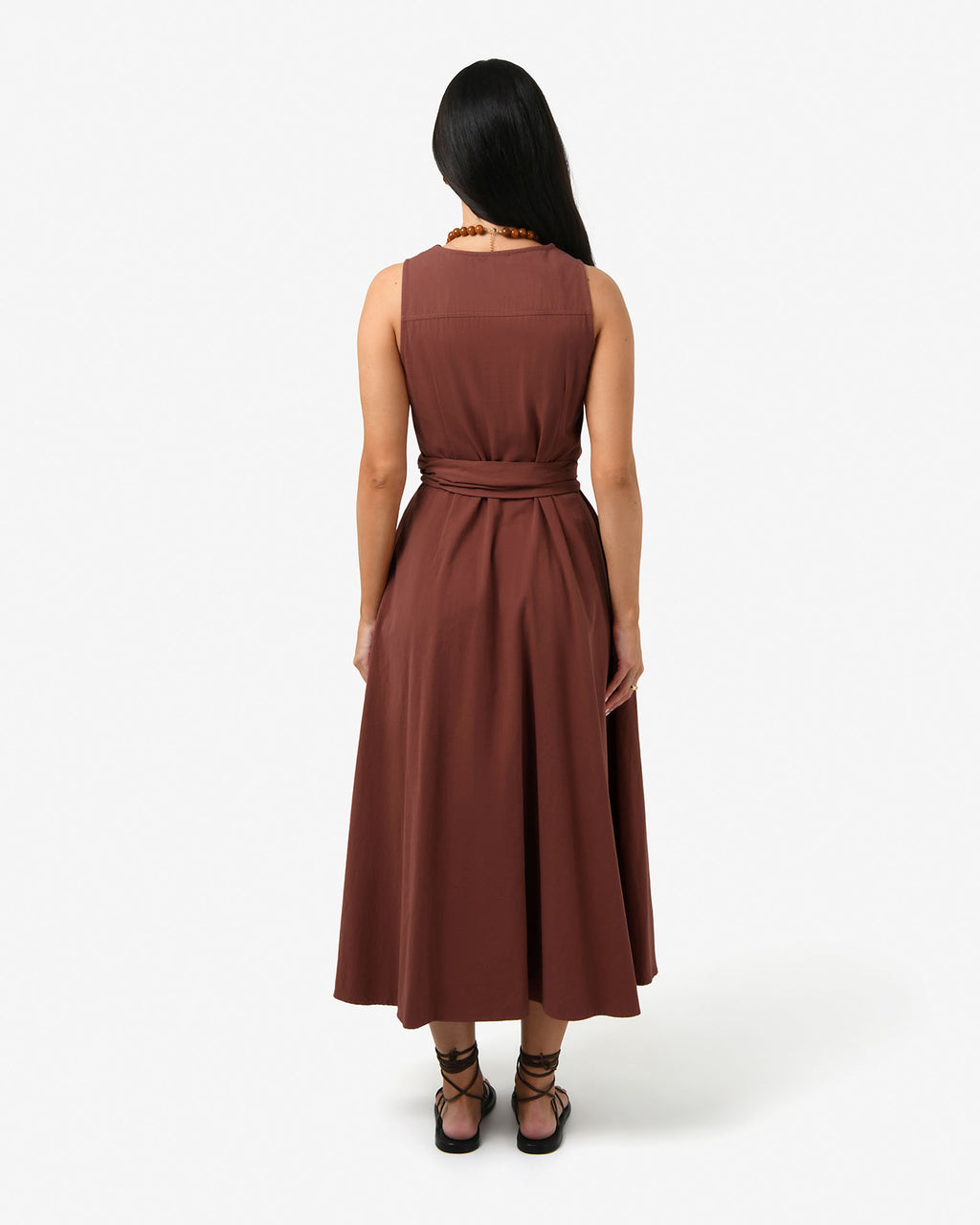Nattai Crossover Dress in terracotta — back view