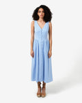 Kendal Linen Blend Dress in periwinkle — full-length view