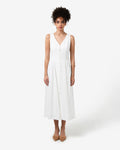 Kendal Linen Blend Dress in white sugar — full-length view