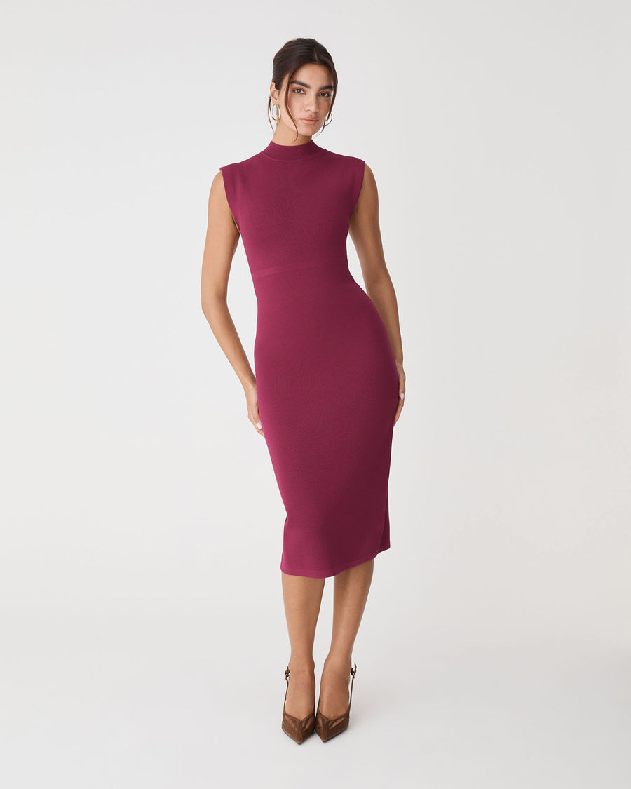 Heloise Milano Knit Dress in berry — full-length view