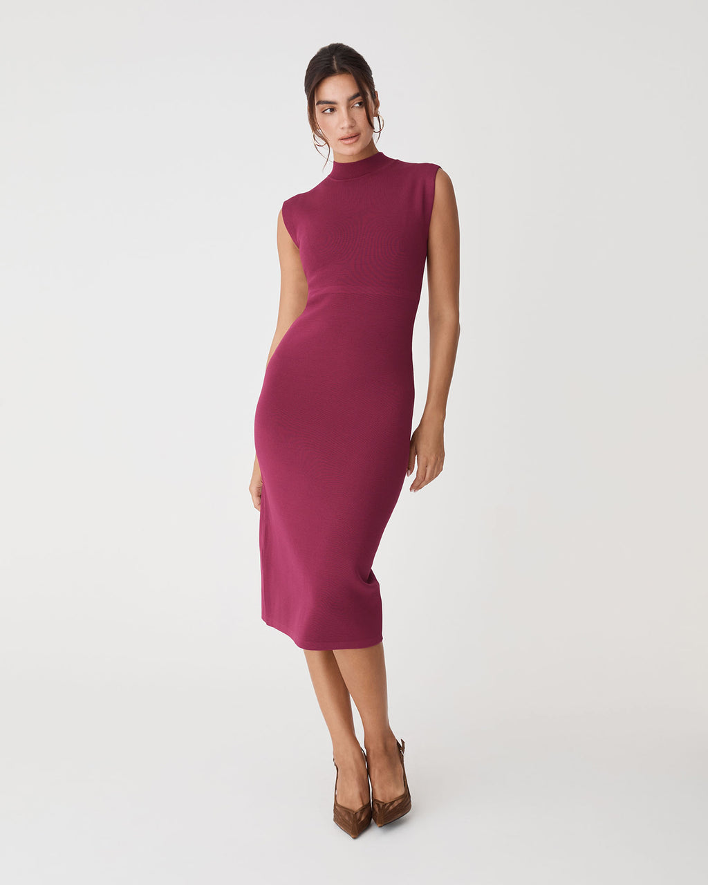 Heloise Milano Knit Dress in berry — full-length view 2