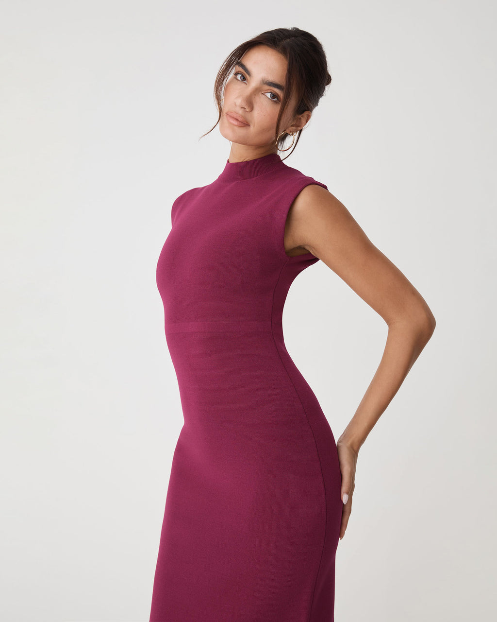Heloise Milano Knit Dress in berry — side view