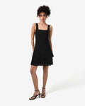 Francis Drop Waist Mini Dress in black — full-length view