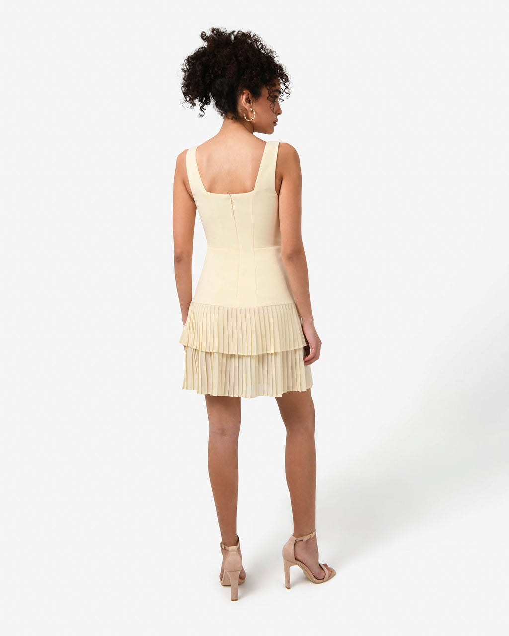 Francis Drop Waist Mini Dress in butter — back view