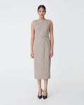 Mila Pencil Midi Dress in fawn — full-length view