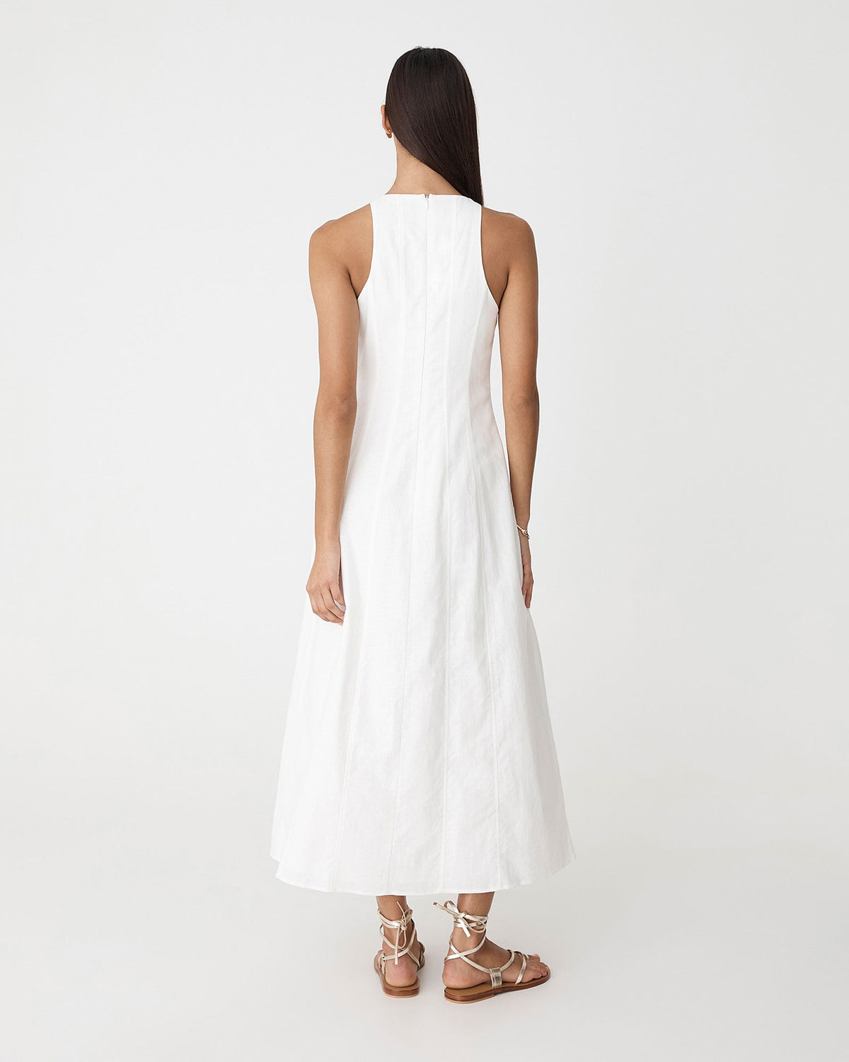 Tory Linen Blend Panel Dress in ivory — view 5