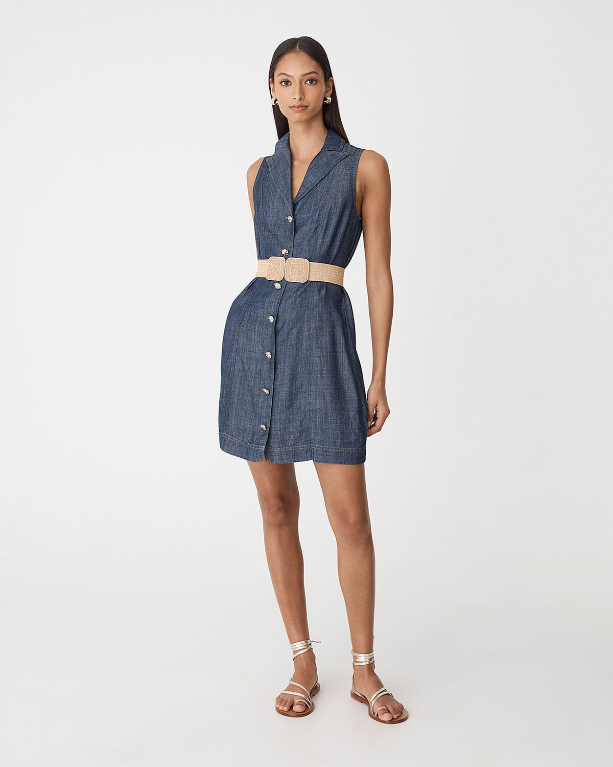 Scarlette Tencel Denim Dress in denim blue — full-length view