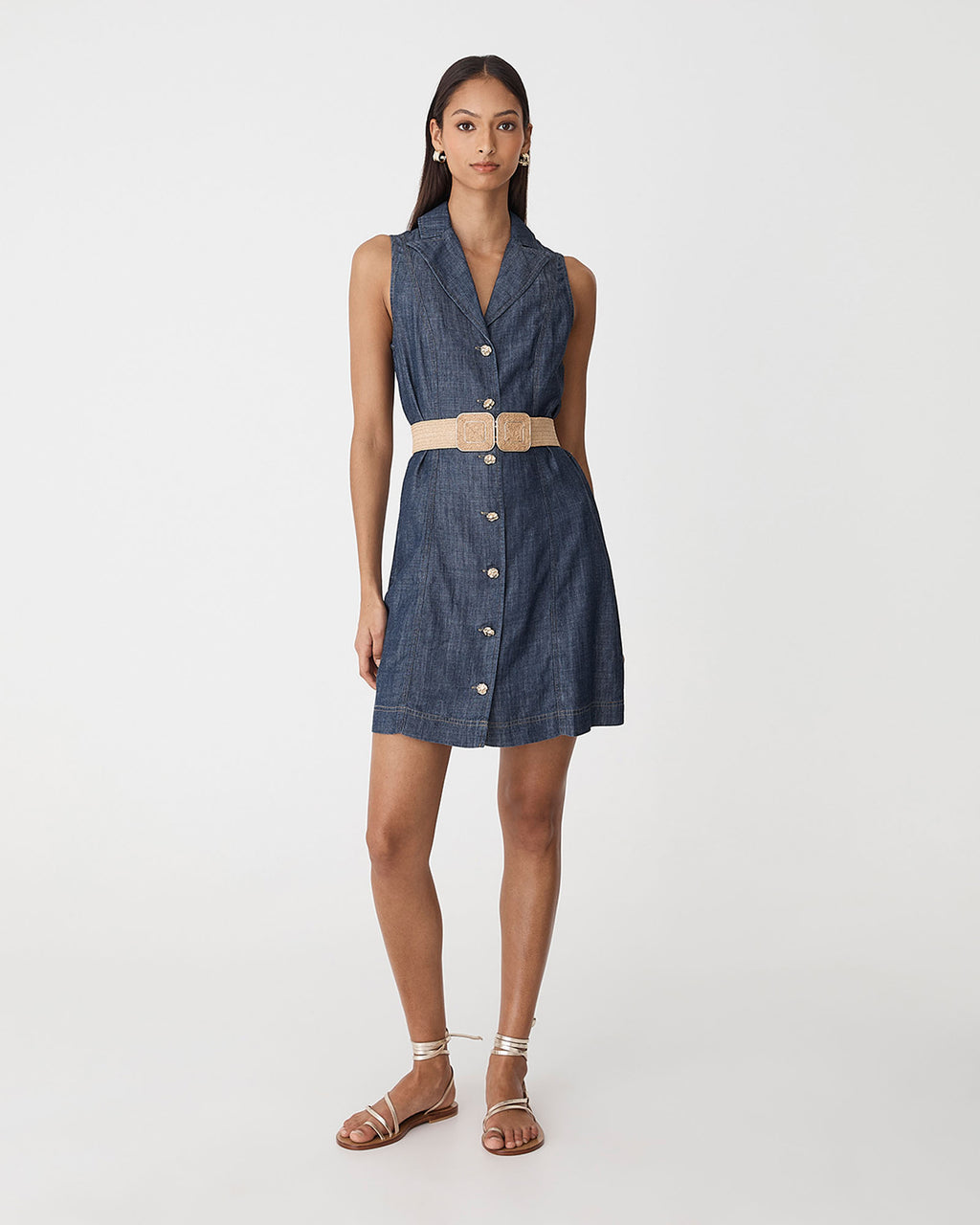 Scarlette Tencel Denim Dress in denim blue — full-length view 2